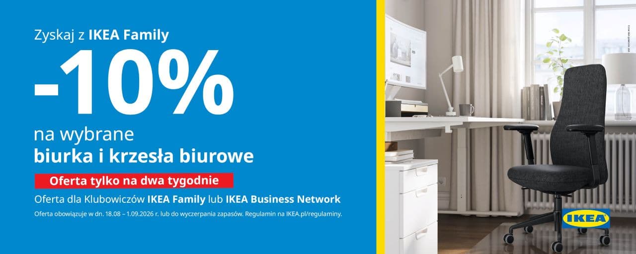 -10% na wybrane biurka i krzesła biurowe w IKEA